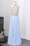 2024 New Arrival Prom Dresses Scoop Chiffon With Beading P7LCG544