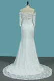 2024 Lace Mermaid Boat Neck 3/4 Length Sleeves Wedding Dresses PMFGPRR6