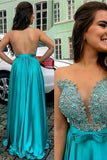 2024 A Line Scoop Prom Dresses Satin & Tulle With Applique PB2LSHHZ