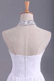 2024 White Hater Prom Dresses A Line Chiffon PHLQG64G