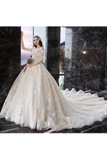 Princess Half Sleeve Ball Gown Wedding Dresses Appliques V Neck Bridal STIPYYC62LK