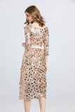 Glitter Sequin Homecoming Dress 3/4 Sleeve Short Prom Dress