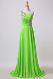 2024 Elegant Prom Dresses A Line One Shoulder Chiffon With PCQG5F75