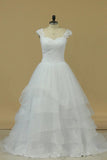 2024 A Line Wedding Dresses Cap Sleeve With Applique PCJY48RX