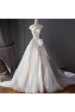 Stunning Off The Shoulder Tulle Wedding Dress With Applique Bridal Dress With Long STIPAE18RA2