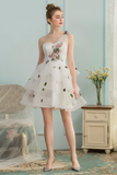 A-Line/Princess Halter Sleeveless Short/Mini Ruffles Chiffon Bridesmaid Dresses