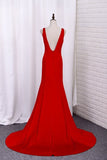 2024 New Arrival Prom Dresses V Neck Spandex Mermaid PNPH8XGY