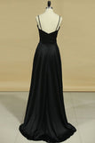 2024 Satin Prom Dresses Straps Beaded Waistline A PK3BEQHP