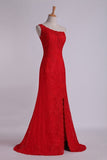 2024 Prom Dresses One-Shoulder Sheath Beaded Lace Floor-Length Zipper PFD6TLMA