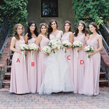 Simple Pink Mismatched A-Line Bridesmaid Dresses, Elegant Chiffon Bridesmaid Dress STI15397