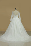 2024 Wedding Dresses A-Line V-Neck Chapel Train Tulle PQNL5EBB