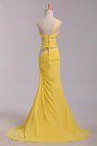 2024 One Shoulder Mermaid Court Train Chiffon Prom PNH3BP82