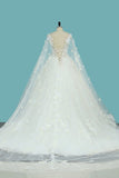 2024 Tulle A Line Scoop Wedding Dresses With Beading Chapel P7ZP5ETR