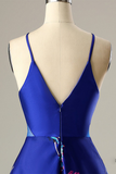 A-Line V-Neck Royal Blue Homecoming Party Dress