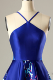 A-Line V-Neck Royal Blue Homecoming Party Dress