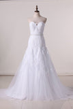 2024 Wedding Dresses Sweetheart Tulle With Applique And P4KE96X8