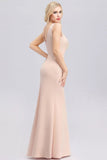 Elegant V-Neck Floral Lace Pink Evening Dress Satin Prom Dresses STI15216