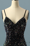 Simple Sequin Spaghetti Straps Short Homecoming Dress