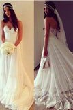 Boho Sweetheart Appliques A Line Ivory Wedding Dress Beach P76XLAEC