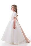 2024 A Line Scoop Short Sleeves Flower Girl Dresses With PFEC3YFP