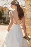 2024 New Arrival Scoop Wedding Dresses A Line With Applique P6XGPQ7Z