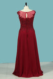 2024 Mother-Of-The-Bride Dresses A-Line Scoop Chiffon Floor-Length PZMP62Y9