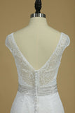 2024 Scoop Cap Sleeves Mermaid Wedding Dresses PMMLJMAD