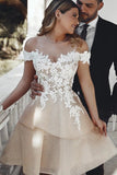 Unique Off The Shoulder Appliques Sweetheart Homecoming Dresses Short P72ABA8N