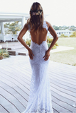 Sheath Open Back Side Split Wedding Dress