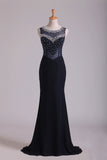 2024 Scoop Open Back Beaded Bodice Floor Length Chiffon Prom P2Q69TNY