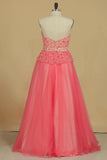 2024 Sweetheart Prom Dresses Beaded Bodice Floor Length PH11LEAS