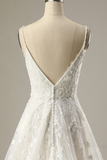 A-line Spaghetti Strap Applique Wedding Dress