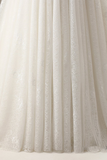 Illusion Sleeve Plunging Gown Wedding Dress