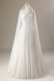 Illusion Sleeve Plunging Gown Wedding Dress