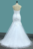 2024 Mermaid Tulle Sweetheart With Applique Sweep Train PKQC2QQ1