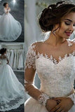 2024 New Arrival Long Sleeves Tulle Wedding Dresses Scoop Neck PC5MCC9N