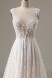 Lace Applique Cap Sleeve Long Wedding Dress