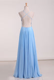 2024 Open Back Spaghetti Straps Prom Dresses Chiffon With PYZBM1RT