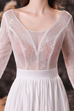 Open Back Long Sleeve Lace Ombre Wedding Dress