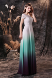 Unique Short Sleeve Ombre Mint Chiffon Wedding Dress