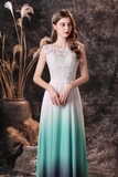 Modest Sleeveless Ombre Mint Lace Wedding Dress