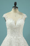 2024 Cap Sleeve Wedding Dresses A Line Tulle PM8H2BXT