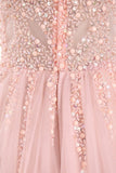 2024 New Arrival Straps A Line Tulle Prom Dresses With Beading PQF8BG9S