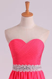 2024 New Arrival Prom Dresses Sweetheart Ruched Bodice With Beading P15M8ANL