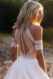 Sexy Lace Appliques High Neck Country Wedding Dresses, Beach Bridal Dresses STI15528