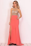 2024 Mermaid Scoop Chiffon Prom Dresses With Beads P9CELKSE