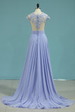 2024 Scoop Prom Dresses A Line Chiffon With P6XN764Q