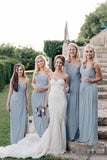 Flowy Long One Shoulder Cheap Chiffon Bridesmaid Dresses PJ6YKGZG