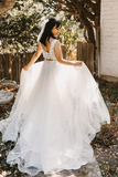 A-Line Tiered Sleeveless Wedding Dress