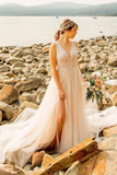 Classic Sleeveless Pearl White Wedding Dress With Appliques